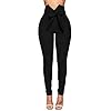 Umenlele-Womens-High-Waist-Skinny-Pencil-Pants-Bow-Tie-Front-Stretchy-Trouser-with-Belt-Black-Small Umenlele Women’s High Waist Skinny Pencil Pants Bow Tie Front Stretchy Trouser with Belt Black# Small