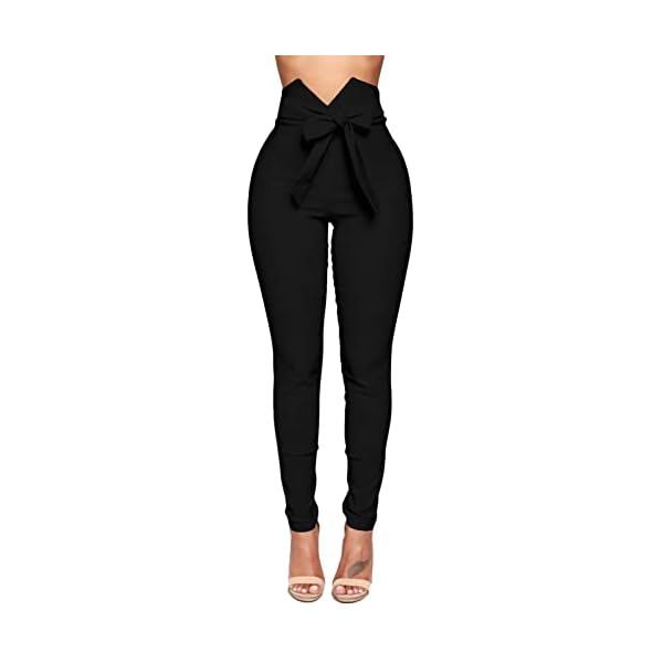 Umenlele-Womens-High-Waist-Skinny-Pencil-Pants-Bow-Tie-Front-Stretchy-Trouser-with-Belt-Black-Small Umenlele Women’s High Waist Skinny Pencil Pants Bow Tie Front Stretchy Trouser with Belt Black# Small