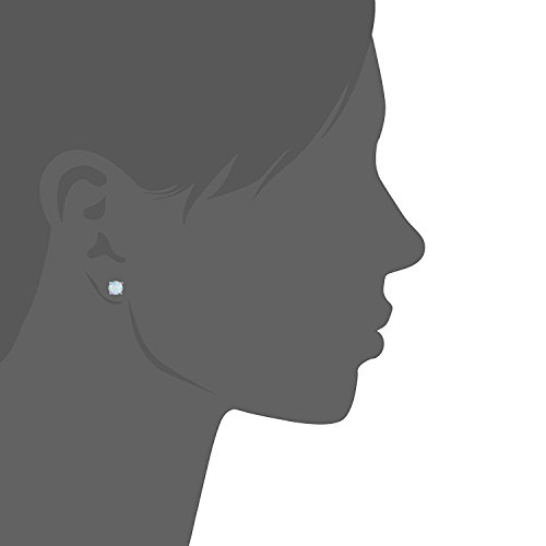 GEMSME 18K White Gold Plated 6mm Round White Opal Stud Earrings For Women