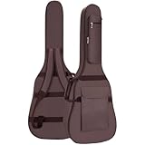 Acoustic Guitar Bag 41 Inch, Guitar Gig Bag, Double Shoulder Adjustable Straps Sponge Padded Guitar Case, Waterproof Soft Guitar Backpack Large Capacity Pocket for Acoustic Classical Guitar, Brown