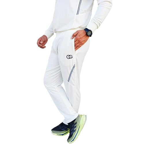 Image of CG Cricket White Tracksuit for Men & Boys | Half Sleeve Jersey & Lower set | Comfortable cricket t shirt & track pant | Cricket Dress Uniform