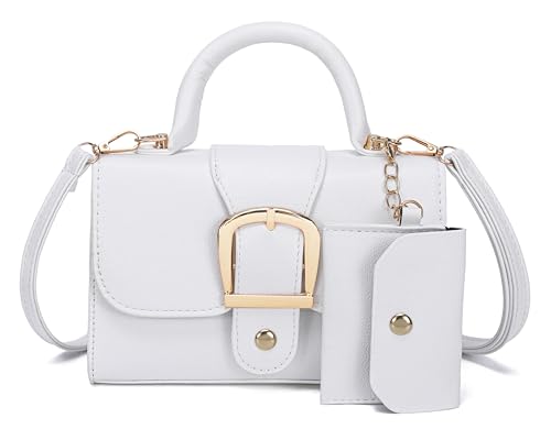 Image of Women Top Handle Clutch Handbag Cute Purse for Girls trendy Small Crossbody Bag White