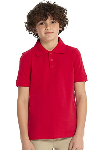 Image of Classroom Girls' Short SLV Pique Polo | Side Vents, Droptail Hem, Ribbed Trim, Comfortable Everyday School Wear