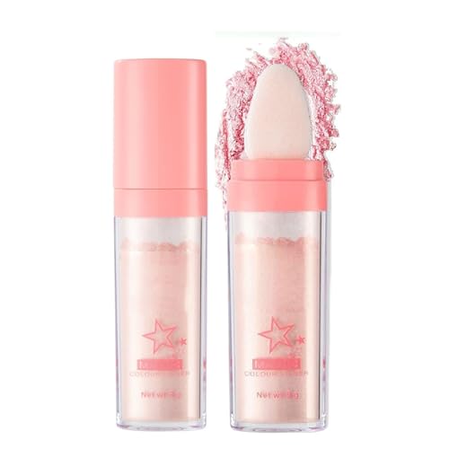 JISKG Glitter Powder Highlighter Makeup, Body Brightens the Natural Three-Dimensional Face Blusher Fairy Highlight Patting Powder. (01#White Moonbeam)