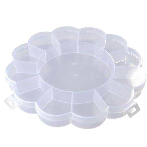 Image of Craft County Plastic Floral Pattern Flip Top 12 Compartment Bead Organizer for Jewelry Making and Crafts - Clear