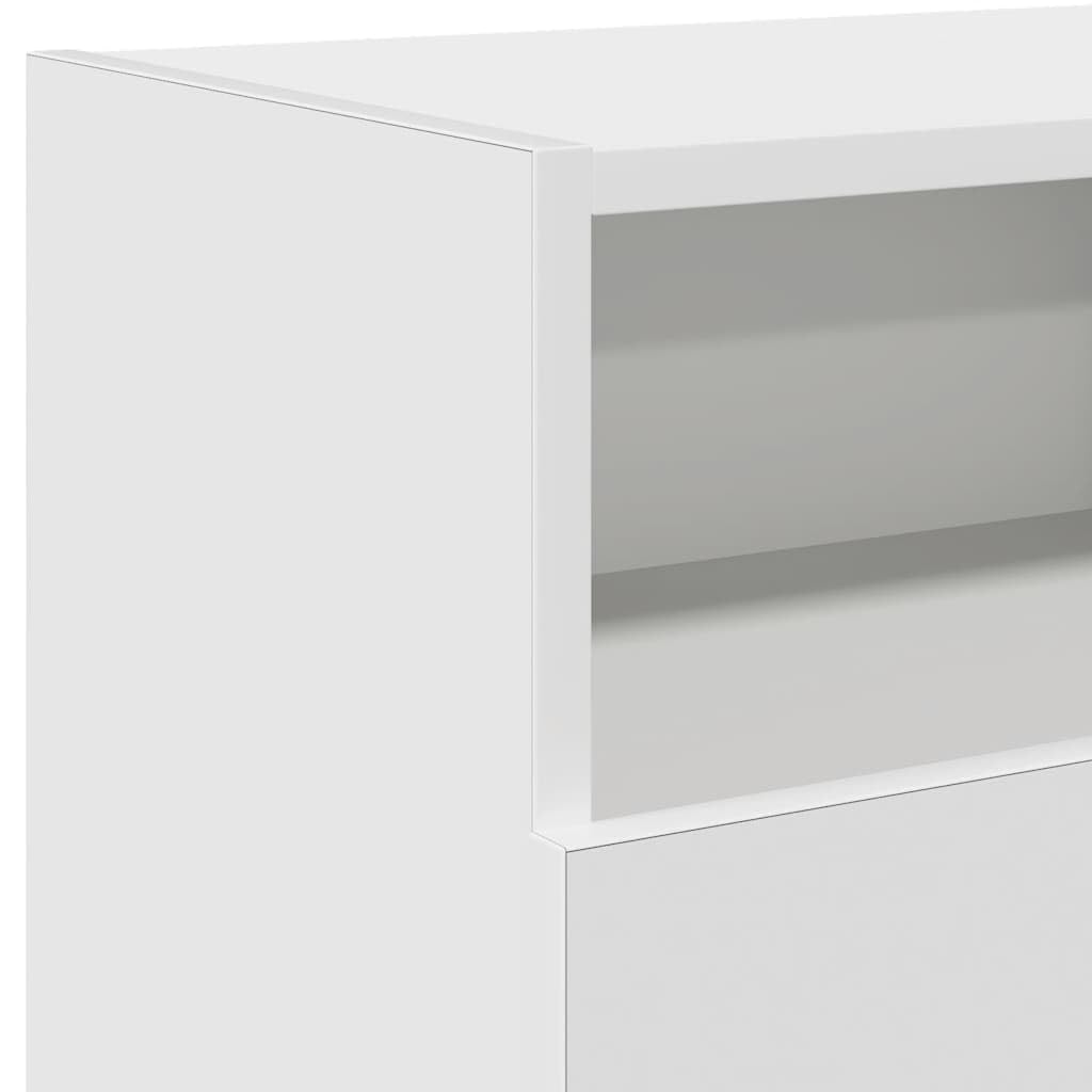 vidaXL TV-Schrank mit LED-Beleuchtung, Weiß, 120x30x50 cm, Holzwerkstoff & Sicherheitsglas, TV-Board für Fernseher bis 50", Lowboard mit Ablagen, Modernes Wohnzimmermöbel