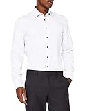  Seidensticker Slim Langarm Uni Kontrastknopf Camicia Elegante, Weiß, 44 Uomo