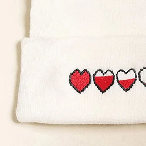 C S Cute Heart Knitted Hat! Embroidered Hearts Winter Hat! Soft Comfy Knit Beanie Hat For Men And Women! Multi #TOP3