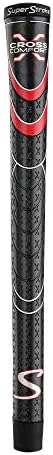 SuperStroke Cross Comfort Golf Club Grip, Black/Red (Midsize) | Soft & Tacky Polyurethane That Boosts Traction | X-Style Surface & Non-Slip | Swing Faster & Square The Clubface More Naturally (RSS195)