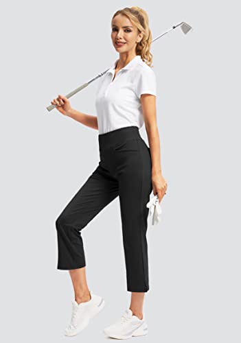 Soothfeel Women's Golf Pants With 5 Pockets High Waisted Stretch Sweatpants Travel Athletic Work Ankle Pants For Women (Black, M) #TOP5