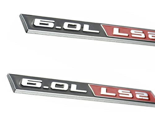 Image of 2X Black Red 6.0L Ls2 Adhesive Euro Emblem Decal Sticker Badge Fender Door Trunk (Black Red)