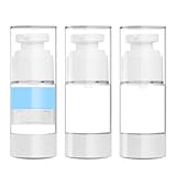 0.5 OZ/15ML Airless Pump Bottles, 3 Pack Lotion Dispenser Travel Size Pump Bottles, Vacuum Cosmetic Travel Bottle for Lotion, Creams, Foundation, Cosmetic, with Labels, Wooeden Stick