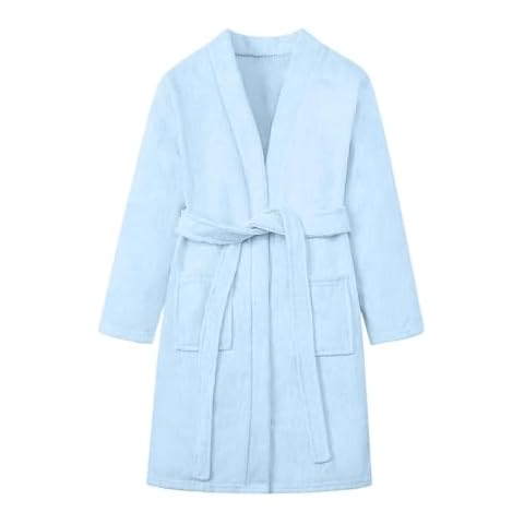 Umeyda Boys Girls Towel Robe Soft Terry Cloth Cotton Kimono Bathrobes for Kids, Blue, 11-12 Years = Tag 170 Cover
