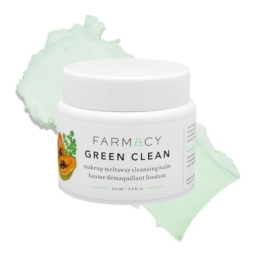 Farmacy Makeup Remover Cleansing Balm - Green Clean Waterproof Makeup Remover Balm + Oil Cleanser for Face - Gently Melts Make Up + SPF - Hydrates + Softens Skin with Super Greens + Papaya (200ml)