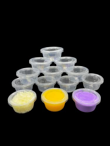 Value Choice 3oz Round Plastic Food Containers Lids Deli Pot or Sauce Take Away Chutney Ketchup Restaurant Jelly Shot & Dessert Cups (100 Pack)