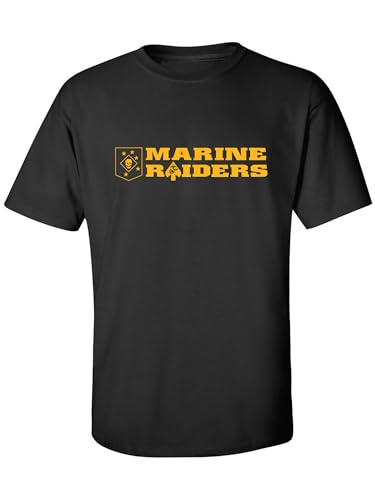Marine Raiders Gold Print Adult T-Shirt in Black