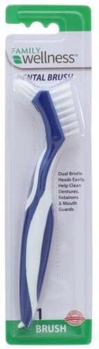 Cepillo de limpieza de dentaduras, cabezas de cerdas dobles, con púa de limpieza profunda, colores surtidos 3