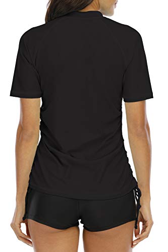 Halcurt Damen Rashguard UV Shirt, Swim Shirt, Kurzarm Badeshirt Badenmode Tankini