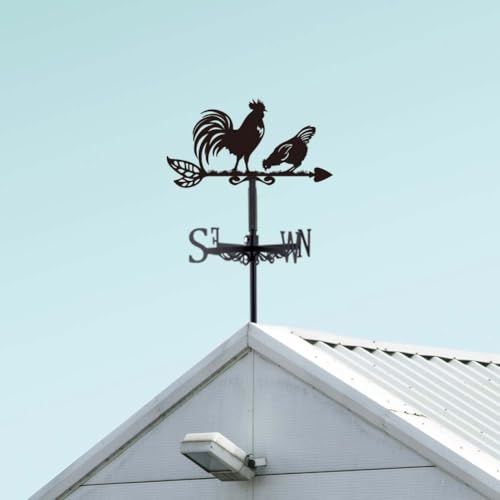 SUPERDANT Rooster Weather Vane for Roof Rooster Metal Weathervane Chicken Wind Vanes for Sheds Black Wind Direction Indicator for Farmhouse Yard Farm Shed Garden Decoration - Image 4