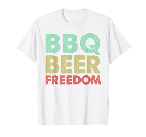 Funny Beer BBQ Freedom Tee Shirt Men American Graphic Gifts Camiseta