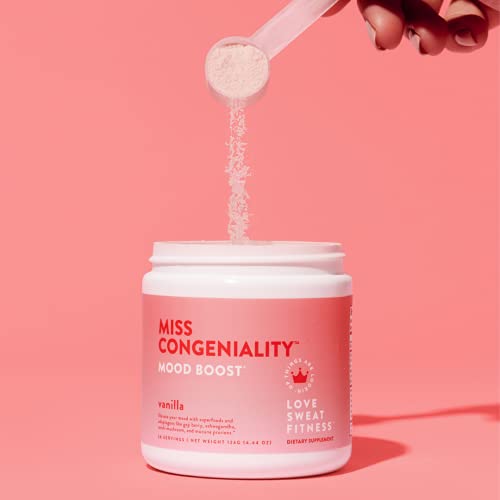 Love Sweat Fitness - Miss Congeniality - Mood Boost - Vanilla - 28 Servings, Improves Focus, Elevates Mood, Lower Stress, Fights Fatigue - Vegan, Gluten Free, Non-Gmo #TOP4