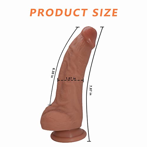 Sex Toy For Women 7 Inch Realistic Silicone Dildo ,Body-Safe Material Strong Suction Cup Ultra Soft Lifelike Thick Anal Dildo For Men G Spot Stimulator With Curved Shaft And Balls Throat Trainer #TOP4