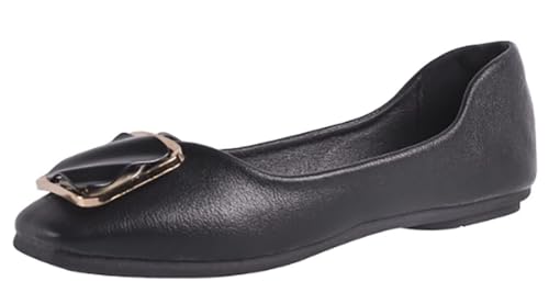 Women's Flat Shoes Faux Leather Round Toe Dress Ballet Flats Comfortable Slip On Ladies Shoes for Office Travel