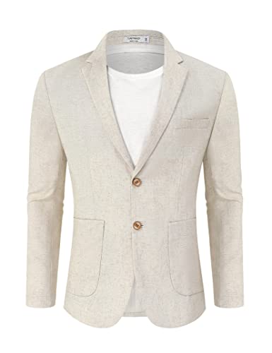 TURETRENDY Men's Casual Blazer Linen Sport Coat Two Button Lightweight Jackets Business Daily Suit2