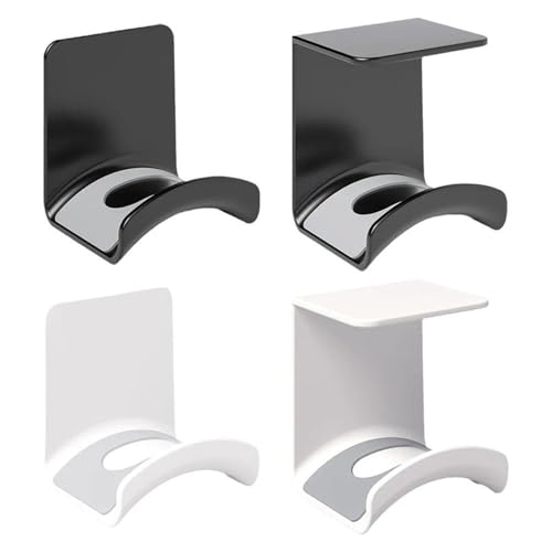 Ddujbtp Support de casque sous le bureau/mur Support de rangement pour bureau et maison Support d'économie d'espace Blanc/noir Crochet adhésif pour casque – vue 3