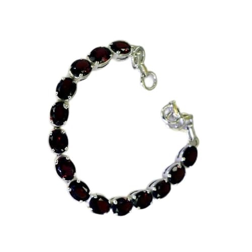 Bracelet de Grenat pour les Femmes Argent 925 Ajustable Anti Perte