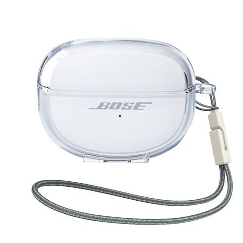 SEIAIYG Case for Bose Ultra Open Earbuds, Soft Silicone Earphone Protective Case Cover with Carabiner, Lightweight, Shockproof (Transparent)