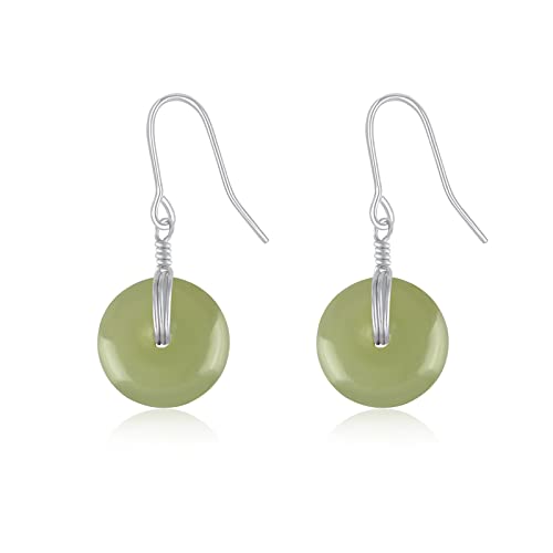 DAUMIER Jade Earrings for Women S925 Green Jade Dangle Earrings Lightweight Dainty Everyday Earrings Handmade Jade Drop Earrings for Mom Lover Friends