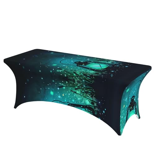 Nappe de table extensible élasthanne motif lucioles imprimé lavable