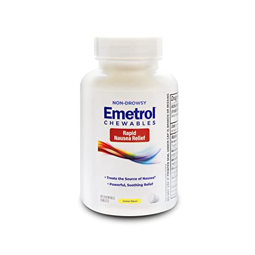 Emetrol Chewables For Rapid Nausea Relief, Pharmacist-Recommended And Non-Drowsy, Lemon Flavor, 42 Tablets #TOP3