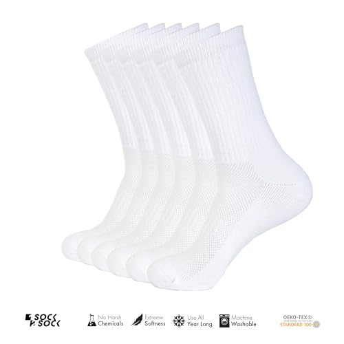 1SOCK2SOCK 6 Pack Athletic Performance Crew Socks For Men and Women - Soft Cotton Blend with Moisture Wicking, Arch Support2