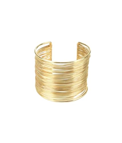 MAJALE - Brazalete Ajustable para Mujer en Baño de Plata y Oro 18K - Pulsera Ancha Estilo Esclava - Moda Urbana - Regalo Elegante brazalete Dorado y Plata (Dorado)
