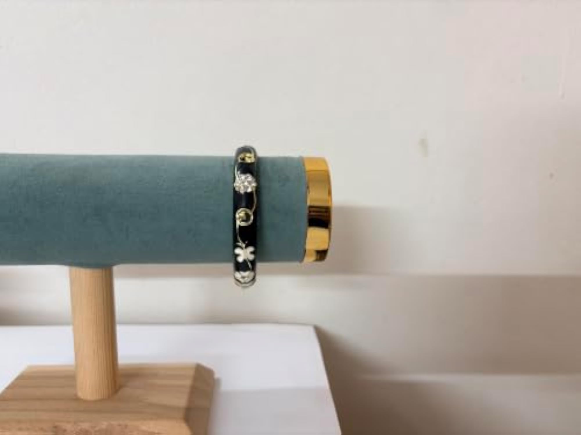 Enamel Bangle Bracelet with Crystal Floral & Butterfly