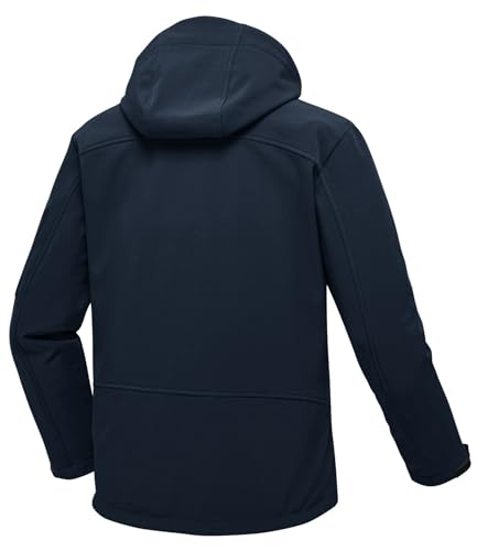 Rdruko Softshelljacke Herren Wasserdicht Gefütterte Winterjacke Funktionsjacke mit Fleece Outdoorjacke Winddichte Freizeitjacke für Wandern Fahrrad Camping(Dunkelblau, L)