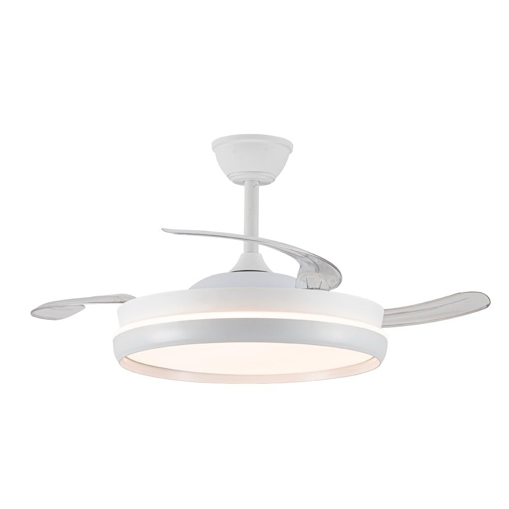 wonderlamp - Ventilador de techo con aspas retráctiles, Smart Control APP + Mando a distancia, Ventilador silencioso con luz LED Michu Evo 72W, Memoria de encendido, 3CCT, Intensidad Regulable