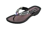 Grandco Women's Lotus V-Thong Sandal (Black, US Footwear Size System, Adult, Women, Numeric, Medium, 8)