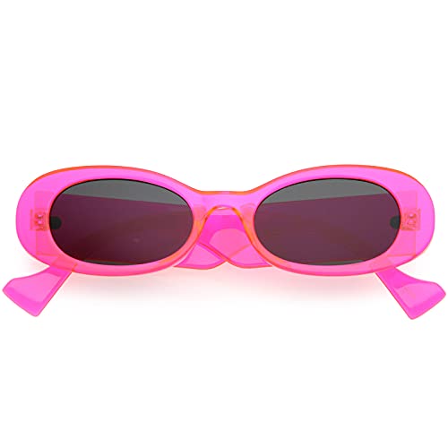 zeroUV - Neon Retro Rounded Thick Rimmed Vintage Oval Sunglasses D263
