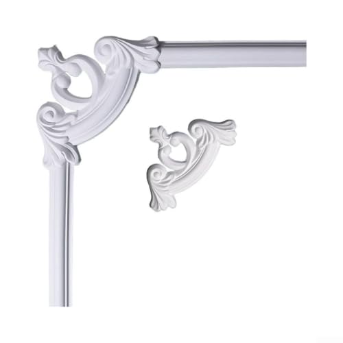 Esquina floral francesa de poliuretano de 19 cm blanca para moldura 7