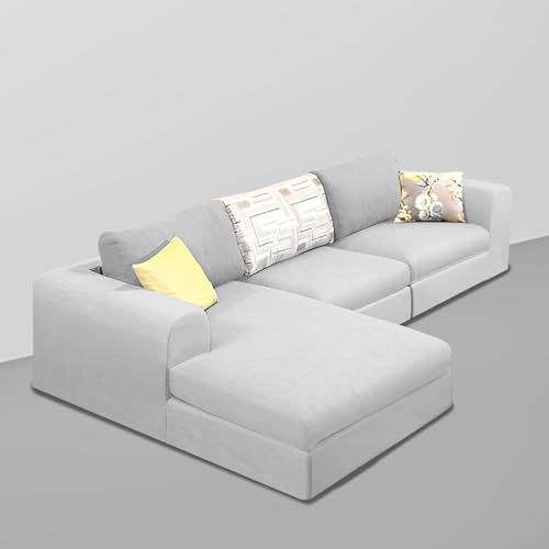 Image of Koza LHS 4 Seater L Shape Sofa Set with Center Table for Living Room (Grey Fabric) Premium Fabric Sofa