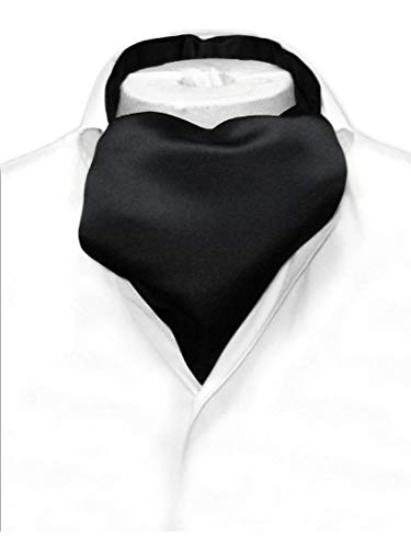Vesuvio Napoli ASCOT Solid BLACK Color Cravat Men's Neck Tie