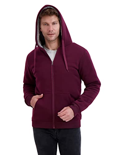Prime Threads Men’s Full Zip Up Sweatshirt - Fleece Sherpa Lined Hoodie For Men - Warm Jacket Burgundy #TOP2