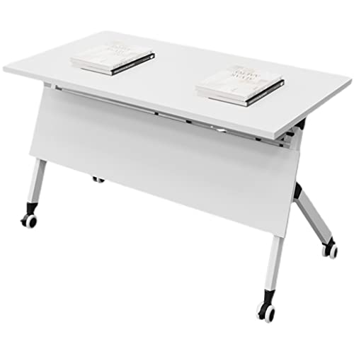 Guinjo Flip Top Mobile Training Table With Modesty And Lockable Wheels, Foldable Meeting Table For Conference Rooms,Training Rooms,Media Centers,Classrooms (Color : White, Size : 180 * 50 * 75Cm) #TOP29