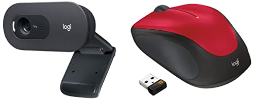 Image of Logitech C505 720p HD External USB Webcam with Long-Range Microphone & M235 Wireless Mouse, 2.4 GHz with USB Unifying Receiver, 1000 DPI Optical Tracking, 12 Month Life Battery