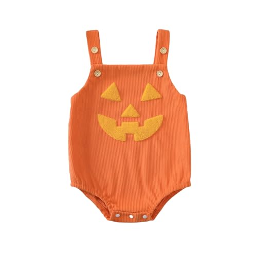 Newborn Infant Baby Girls Boys Rompers Halloween Clothes Pumpkin Smiling Face Overalls Bodysuits Jumpsuits
