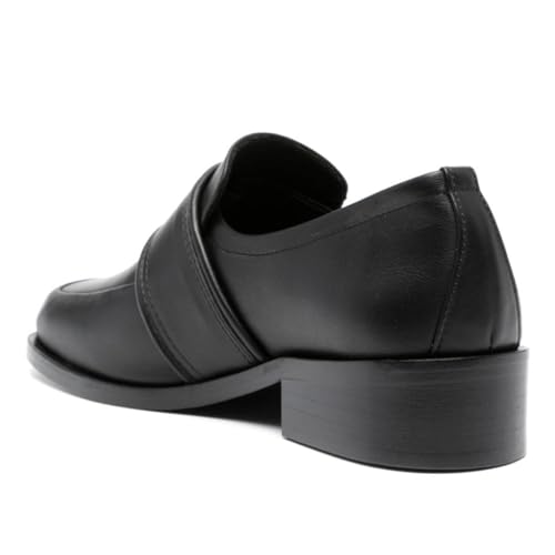 miss left Women Chic Low Chunky Heels Pumps Closed Square Toe Slip On Flat Loafers Essential Work Office School Shoes Size 4-16 US4