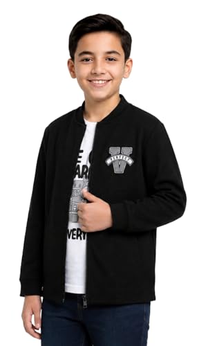 Image of Boys Full Sleeves Solid Jacket and T-Shirt